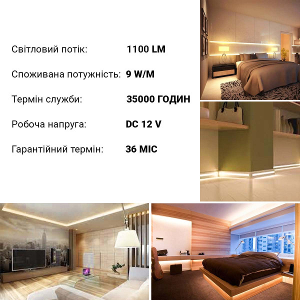 Светодиодная лента BIOM Professional 120-2835-12V-IP20 9W 1100Lm 4000-4500К 5м (BPS-G3-12-5-2835-120-NW), 100022086