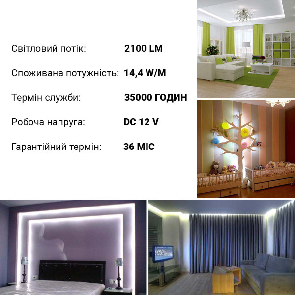 Светодиодная лента BIOM Professional 60-5050-12V-IP20 14,4W 2100Lm 6000-6500К 5м (BPS-G3-12-5050-60-CW), 100014502