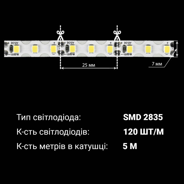 Светодиодная лента BIOM Professional 120-2835-12V-IP20 3D 7,5W 900Lm 7500-8000К 5м (BPS-G3-12-S-2835-120-CW), 100020326