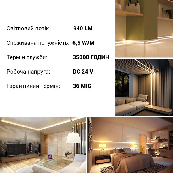 Светодиодная лента BIOM Professional 2835-60-24V-IP20 6,5W 940Lm 4000-4500K 5м (BPS-G3-24-2835-60-NW-20), 100022070