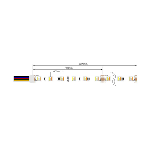 Светодиодная лента Mi-light 5050-60 RGB+WW+CW (RGB+CCT) 24V негерметичная 5м (MI-LED-LSL5N01N), 100024499
