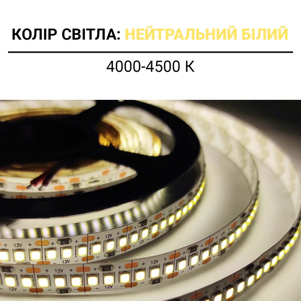Светодиодная лента OEM ST 240-2835-12V-IP20 20W 2300Lm 4000-4500К 5м (ST-12-2835-240-NW), 100021181