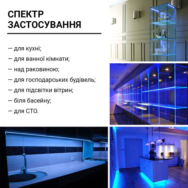 Светодиодная лента OEM ST 60-2835-12V-IP65 4,8W 300Lm Blue 5м (ST-12-2835-60-B), 100015099
