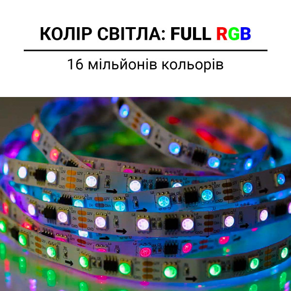 Светодиодная лента OEM ST 5050-60-12V-IP20 14,4W FULL RGB 5м (ST-12-5050-60-FRGB-20-WS2811), 100014494