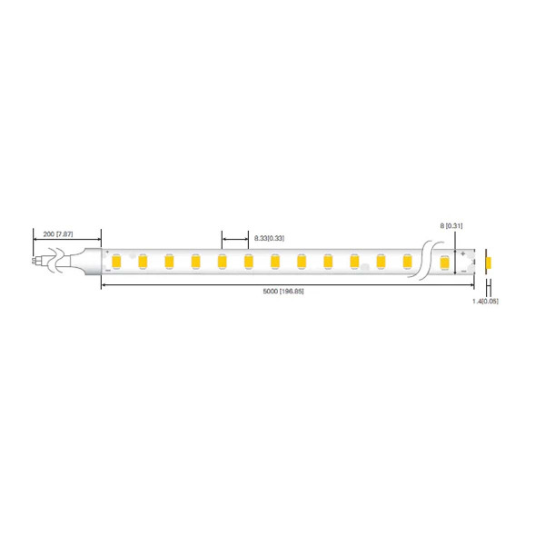 Светодиодная лента RISHANG 2835-120-24V-IP33 8,6W 785Lm 6500K 5м (RD08C0TC-B-W), 100023991